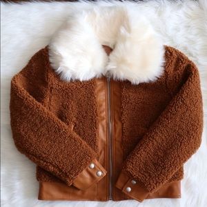 BlankNYC Brown Sherpa Teddy Jacket Sz S